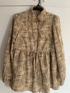 SHEIN ベージュ系パターン 長袖ブラウス