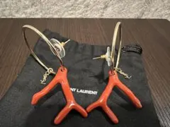 【セール】SAINT LAURENT コーラル型レッドピアス　超美品のサムネイル