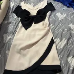 美品Andyバイカラー リボン ミニドレス