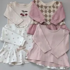 女の子 プティマイン他 90cm トップス4枚まとめ販売 ピンク系