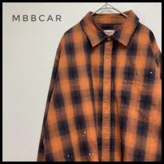 MBBCAR ワーク　ネルシャツ オンブレチェック ペイント加工 カットオフ