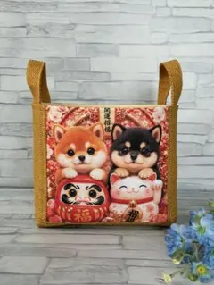 ハンドメイド・布バスケット・パネル柄・犬・いぬ・トイプードル