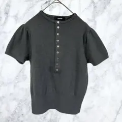 13279 ズッカ ウール100% ヘンリーネック ニット チャコール M 古着