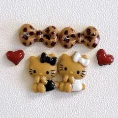 日焼けキティちゃんギャルガングロハローキティレオパードヒョウ柄ネイルパーツ