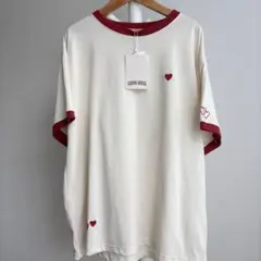 新品未使用SUNNY HOUSE リンガーTシャツ ハート刺繍 M