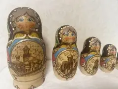 マトリョーシカ 5体セット ロシア 民芸品 無垢 金彩 コレクション
