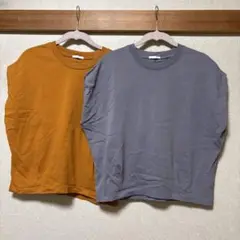 GU オレンジ グレー 半袖Tシャツ 2点セットMサイズ