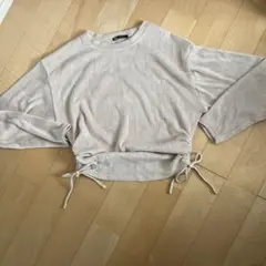 ZARA M リブ編みセーター ライトベージュ