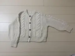 GUケーブル編みホワイト カーディガン L