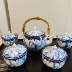 FUKAGAWA PORCELAIN 深川製磁 牡丹金ミル 急須＆湯呑蓋付