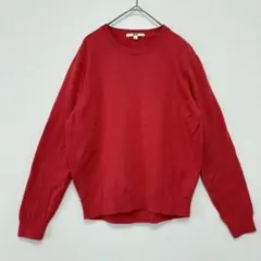 ユニクロ ウォッシャブルコットンクルーネックセーター L レッド 赤