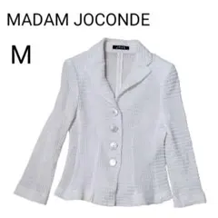 MADAM JOCONDE 日本 ジャカード ニットジャケット 38 白 綿 Mのサムネイル
