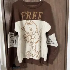 猫イラスト ニットセーター 長袖
