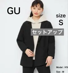 【美品✨】GU オーバーサイズシャツジャケット　フレアパンツセットアップ　黒　S