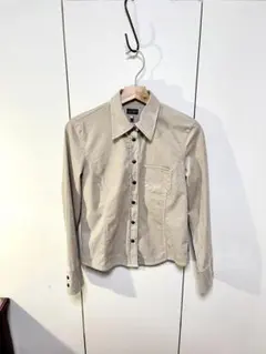 ベージュ ボタンアップシャツ コーデュロイシャツ　長袖