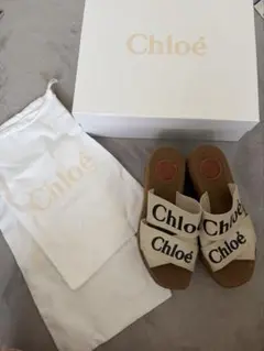美品 クロエChloe 厚底ヒールWOODY ウェッジエスパドリーユサンダル
