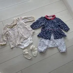 familiar ミキハウス 60 70 ベビー服 花柄 ロンパース 靴下