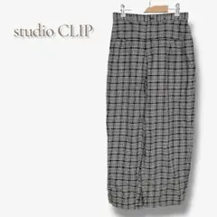 スタディオクリップ チェック ゆったり パンツ カジュアル モノクロ a1654