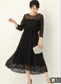 レース ロングワンピース ブラックのサムネイル