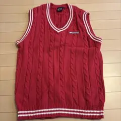VANS バンズ Vネック ニットベスト Lサイズ レッドのサムネイル