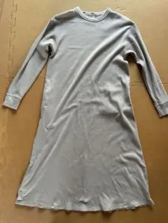 なこさん専用無印良品ワッフルカットソーワンピースグレー ベージュ長袖M-L