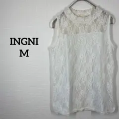 イング【M】レディース/ノースリーブブラウス/レースタンクトップ/透け感/春夏