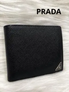 ハピネス　PRADA 二つ折り財布 サフィアーノレザー 三角ロゴ 黒 ハピネス様専用 PRADA 二つ折り財布 サフィアーノレザー 三角ロゴ 黒