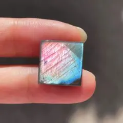 ピンク・シルバー・ブルー♡パステルカラー天然ラブラドライトルース(半穴)