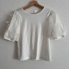 【 24時間以内発送 】 パフスリーブ ホワイトTシャツ L