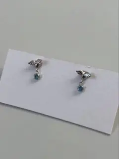 K14 WG ピアス　アクアマリン　14金　ハート