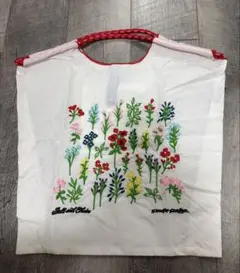Ball&Chain 花柄刺繍白色エコバッグ，可愛らしさと上品