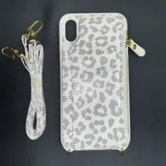 レオパード柄 ストラップ付き iPhone XS/MAX背面ケース