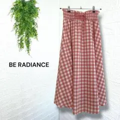 4756 【BE RADIANCE】スカート フレア ギンガムチェック 赤ピンク