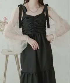 リボンギャザーキャミワンピース　AmbreNeige