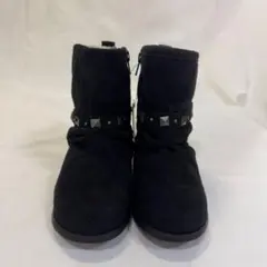 F.O.International 黒 スエード ショートブーツ スタッズ付き