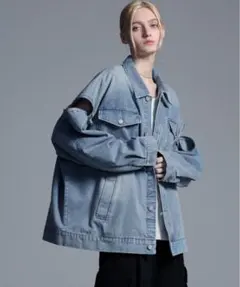 【Loose】3way ヴィンテージ ジップショルダーデニムジャケット