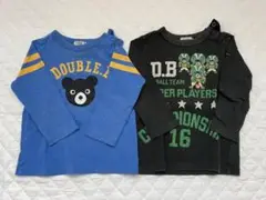 DOUBLE.B 青/黒　プリント 長袖Tシャツ2点セット　90cm