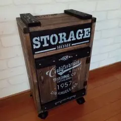 42《収納BOX》無垢 レーザー彫刻 バイク おしゃれ 宅配 アンティーク風 