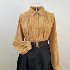 Vintage 総柄ブラウス 幾何学模様 一点物 昭和レトロ 個性派　日本製