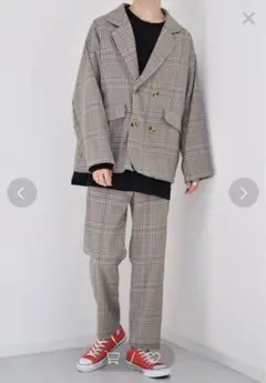【美品】kutir チェック柄 ダブルジャケット セットアップ 上下セットのサムネイル
