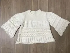 アイボリー レース編み ニットセーター