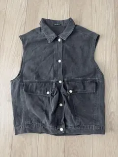 デニム ノースリーブジャケット　オーバーサイズ　大きめ