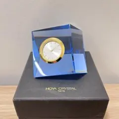 【廃盤品】 HOYA CRYSTAL 青水晶置き時計 極美品