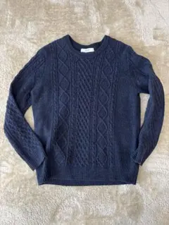 INHERIT ダークグレー ケーブルニットセーター