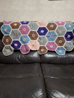 かぎ針編み 六角形モチーフ ブランケット