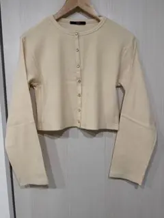 kastane カスタネ アイボリー リブ編みクロップドカーディガン