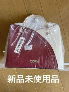 ZZMH チャーム付き赤白コンビ ショルダー付きハンドバッグ