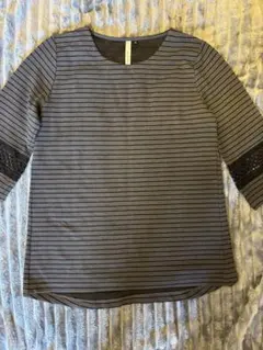 未使用品 ideal ストライプ柄 7分丈Tシャツ Mサイズ