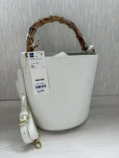 GU バンブーハンドルバッグ オフホワイト 2WAY ショルダーバッグ