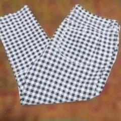 大きめ　チェック柄イージーパンツ　裏起毛　リメイク